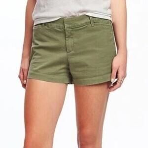 Old Navy Womens 10 Solid Pixie Chino Shorts Olive Green Cotton Blend Stretch